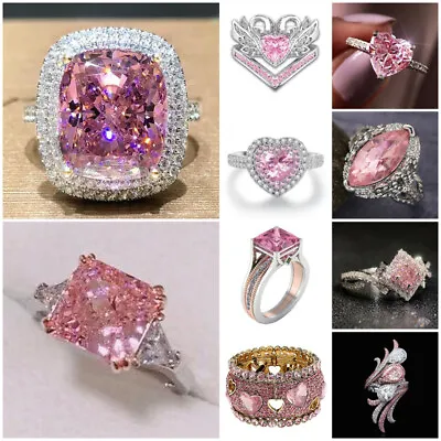 $1.97 • Buy Fashion Women Jewelry 925 Silver Cubic Zirconia Rings Wedding Engagement Sz 6-10