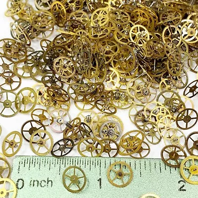 50 Gold Watch Wheels 8-9mm Steampunk Art Gear Parts Watchmaker Job Lot Cogs • $11.99