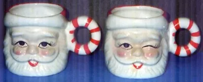 Set Of 2 Vintage Santa Face Porcelain Eggnog Christmas Mugs Japan 1960's • $10.50