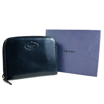 Vintage Prada Box Calf Leather Zippy Wallet With Box • $275