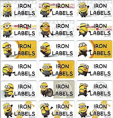 $5.99 • Buy Medium Minions Personalised IRON On Clothing Name Labels, 30x13mm, Waterproof