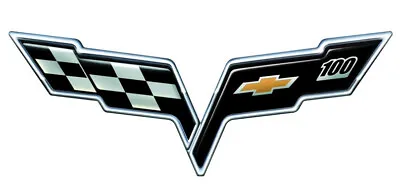 CORVETTE C6 Centennial Crossed Flags Metal Picture Sign 32 X 12 PhotoSTEEL • $74.95