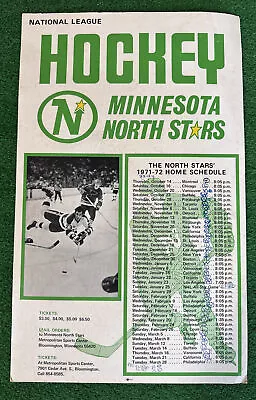 Vintage Minnesota North Stars NHL POSTER SCHEDULE 1971-72  RARE • $149.99