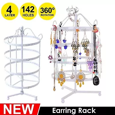 Earring Holder Stand Jewelry Display Hanging Rack Storage Metal Organizer 4 Tier • $23.99