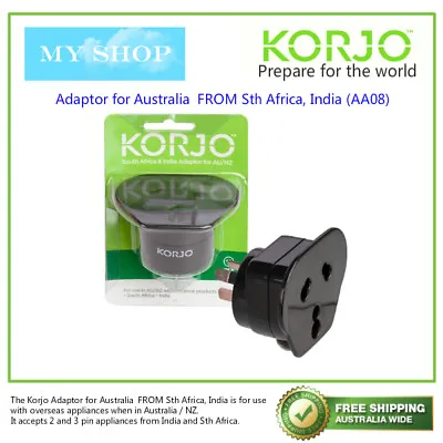 $19.95 • Buy KORJO Worldwide Multi Reverse Plug Adaptor India/South Africa To AUSTRALIA/NZ