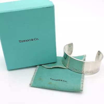Tiffany & Co Sterling Silver 1837 Cuff 28mm Wide Bracelet W Box Size 7.75 S982-1 • $1.54