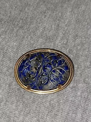 Vintage Symmetalic Sterling Silver 14k Carved Lapis Sodalite Flower Pin Brooch • $74.99