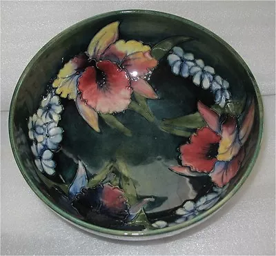 Moorcroft Bowl Antique Large Orchid Pattern 1950's  Superb 8 1/4  • $349