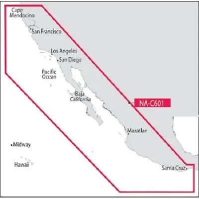 C-MAP NA-C601 NT+ FP-Card Chart Map West Coast Santa Cruz MX / Cape Mendocino CA • $149.95
