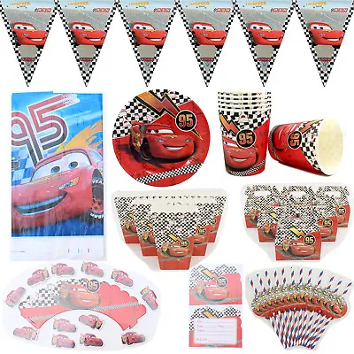 Cars Party Tableware Birthday Decoration Supplies Plates Straws Flag Cloth • £2.39