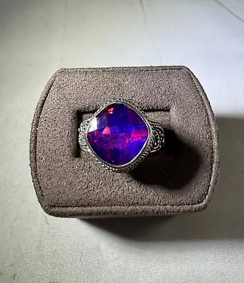 Vintage Sarda Bali Artisan Sterling Purple  Red And Blue Ring Size 9.5 • $75