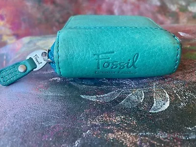 Vintage FOSSIL Turquoise Leather Contact-Lens Case • $12