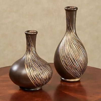 Textured Swirl Decorative Modern Table Vases Set Of 2 • $99