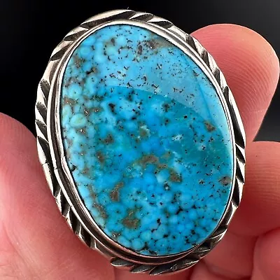 HUGE Navajo WILL DENETDALE Sterling Silver & Birdseye Turquoise Men’s Ring Sz 13 • $179