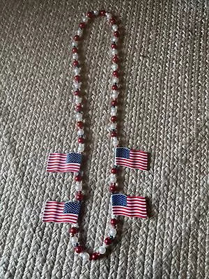 American Flag Mardi Gras Beads Patriotic USA • $0.99