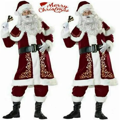 UK Mens Santa Claus Suit Deluxe Father Christmas Cos Fancy Dress Costume S-5XL • £29.99