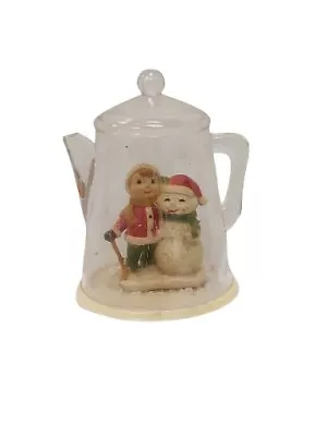 Vintage Christmas Plastic Snow Globe Snowman Boy Girl 3.75t  X 2.75w  No Water • $14