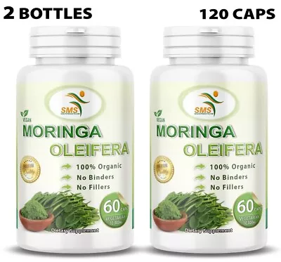 2 X Moringa Oleifera Organic Leaf Extract 10000mg Serving 100% Pure Capsules • $16.99