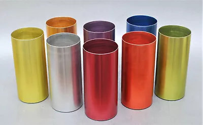 Vintage Set 8 Color Perma Hues Anodized Aluminum Tumblers Fine Horizontal Ribbed • $55