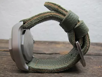 $100 • Buy Handmade  LG23  Soft Green Leather Watch Strap VDB Panerai GPF 28,27,26, 24,22mm