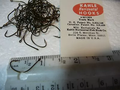 100 Size 8 Kahle Offset Hooks Straight Eye Bronze -  MADE IN USA • $10