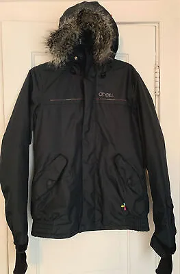 O'NEILL Ski Snowboard Women's Small Escape Jacket Black Waterproof Fur 2 Layer • $38