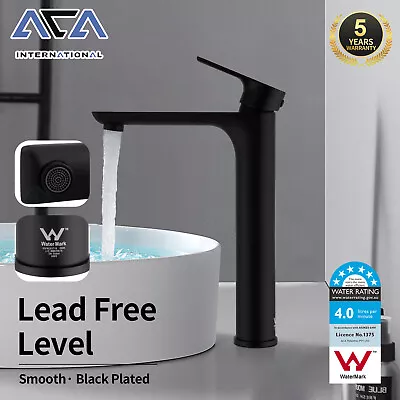 WELS Bathroom Black Round Tall Basin Mixer Tap Vanity Sink Faucet Spout Brass • $95