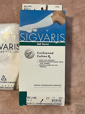 SIGVARIS 360 Series 20-30mmHg White Closed Toe Sz L3 White Calf Socks • $24