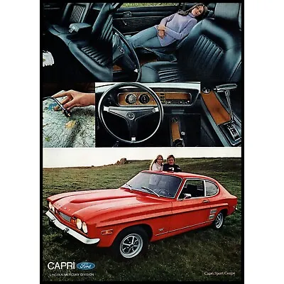 1971 Mercury Capri Coupe Sports Car Vintage Print Ad Black Leather Wall Art • $10.97