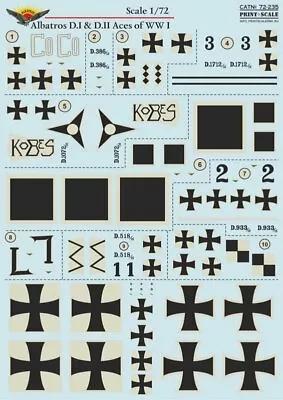 Print Scale 72235 1/72 Albatros D.I & D.II Aces Of WWI • $16.99