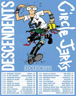 Descendents Circle Jerks & Adolescents Plot 2024 Tour Music Poster • $10.99