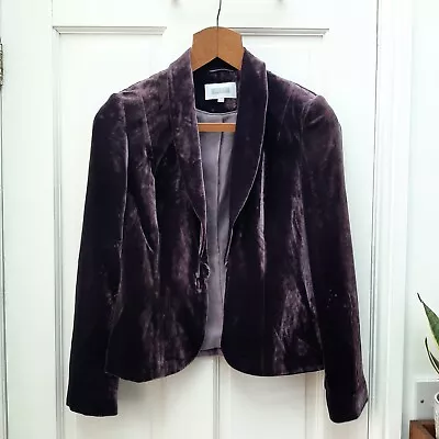 Womens Next Y2K Crushed Velvet Blazer Jacket Size 12 Purple Aubergine  • £15