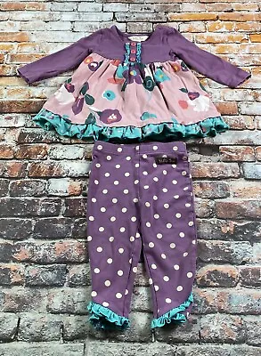 Matilda Jane Baby Little Darling 6-12 M Leggings Top Purple Polka Dot  Set Of 2 • $19.79