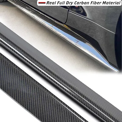 Fits Ford Mustang GT 2015-22 Real Carbon Fiber Side Skirts Extension Lip Spoiler • $369.55