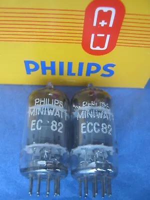 2x ECC82 / 12AU7  PHILIPS  Tubes  - K63 /  D Foil - Getter  -  ECC 82  -  1958 • $199