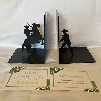 SONGXIN COWBOYS Bookends Shelves Black Metal Bookends Horse Wild West Book Ends • £33.78