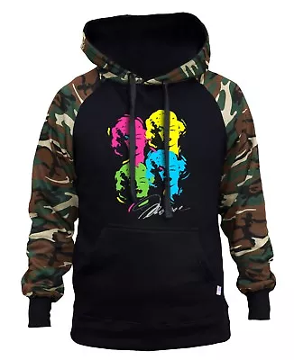 Men's Marilyn Monroe 4 Faces Camo/Black Raglan Hoodie Sweater Hollywood Neon  • $31.99