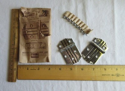 $24.95 • Buy NOS Vtg Flush Hinge Chrome Plated Black Line Deco Style Cabinet Cupboard Door MC