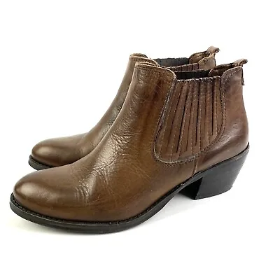 Vera Gomma Boots 37 Brown Distressed Leather Verri B Bootie Made In Italy Womens • $47.96