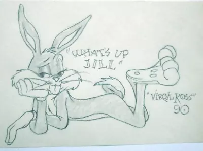 VIRGIL ROSS Signed BUGS BUNNY  1990 Warner Brothers ORIGINAL Cel Art DRAWING • $408.75