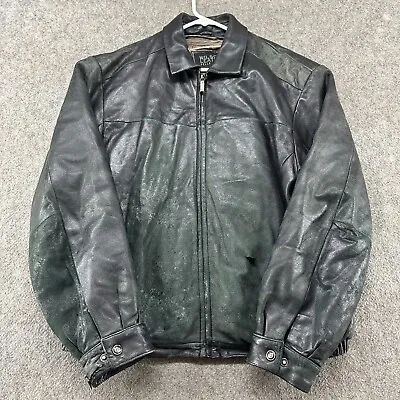 Wilsons Leather Jacket Mens M Black Patina Lined Thinsulate Genuine Pelle Studio • $22.45