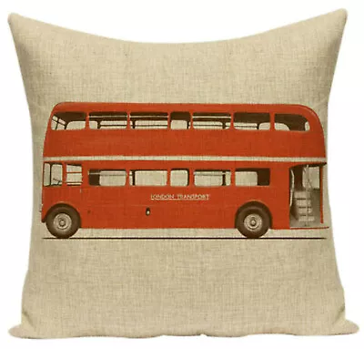 Pillowcase Cushion Cover Canvas Fabric London Transport Bus Double Decker • £11.24