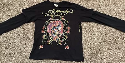 VTG Ed Hardy Graphic Shirt Christian Audigier Long Sleeve Design Skull XXL • $55