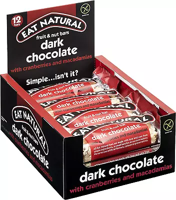 Eat Natural Gluten-Free Snack Bars Dark Chocolate Cranberries & Macadamias • £13.83