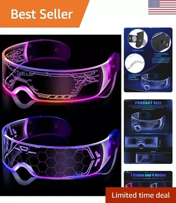 2 Pairs LED Visor Glasses - 7 Colors 4 Flash Modes - Honeycomb Luminous Glasses • $36.99