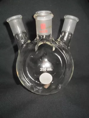 Synthware 14/20 Glass Angled 4-Neck 250mL Round Bottom Flask W/ Stir Bar Inside • $37.99