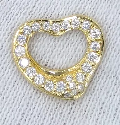 Estate 11mm TIFFANY & Co. Elsa Peretti 18K Gold Diamond 11mm Open Heart Pendant • $180.50