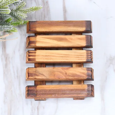 £6.45 • Buy Carbonized Vintage Soap Holder Pure Handmade Soap Rack Classic Wooden Soap Dish