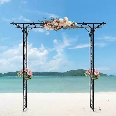 7ft Metal Garden Arch Garden Arbor For Climbing Plant Rose Outdoor Wedding Black • $62.95