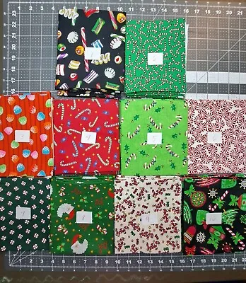 Christmas Fat Quarters YOU CHOOSE FROM 10 DESIGNS Candy Ornaments Santa Gumdrops • $1